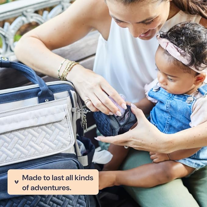 BabbleRoo Diaper Bag Backpack, Stroller Straps & Pacifier Case, Unisex Stylish