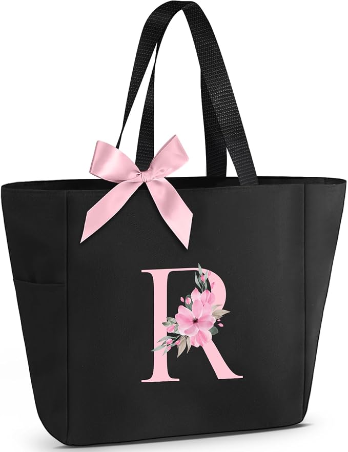 Vavabox Tote Bag, A-Z Initial Monogrammed Waterproof Tote Bag, Bridesmaid Gifts