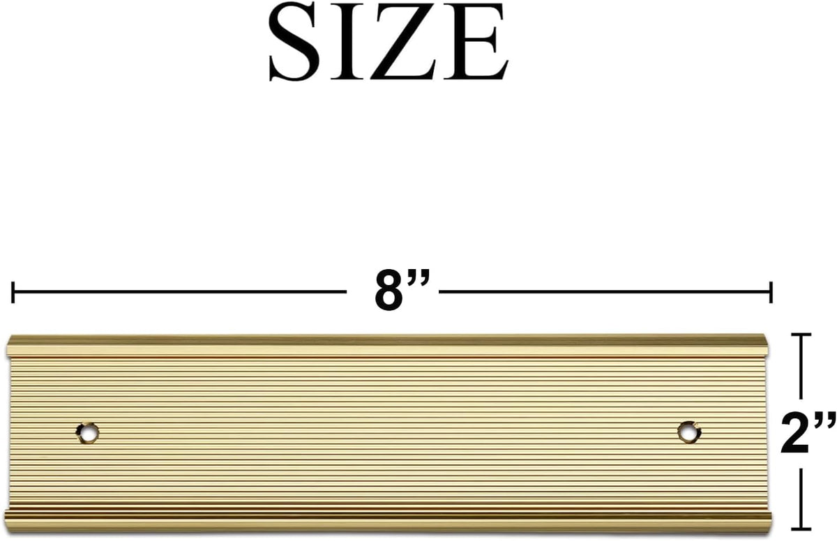 10 Pack Aluminum Name Plate Holders for Door or Wall, 2” x 8” Office Wall Mount Name Plate Holder with Textured Design and Double Sided Tape, for Office, Business, Meeting Room (Gold)