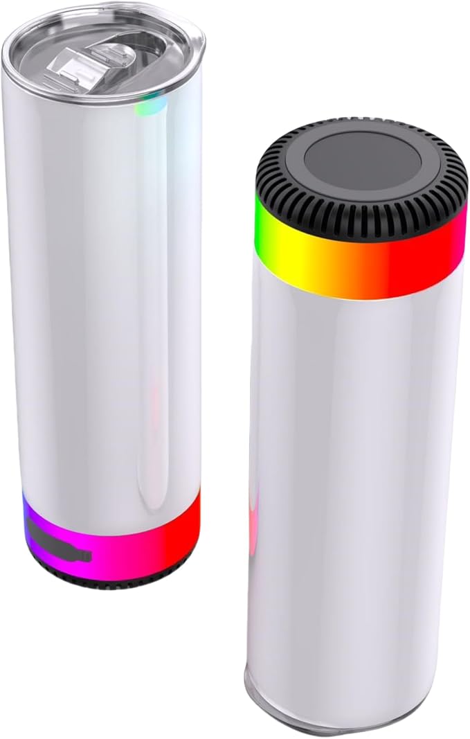 25Pack 20oz Buletooth Sublimation Printed Speaker Tumbler Straight Skinny Double Wall With Lid (Black 25pcs)