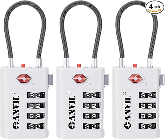 ANVIL 4 Digit Luggage Locks, TSA Locks