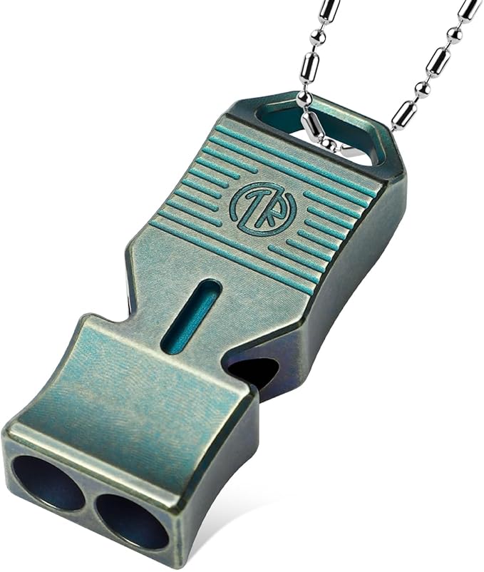 TACRAY Titanium Emergency Survival Whistle, Portable Necklace Whistle, Loud