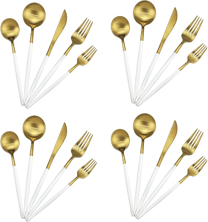 Gugrida 20-Piece 18/10 Stainless Steel Flatware Silverware, Luxury Dinnerware