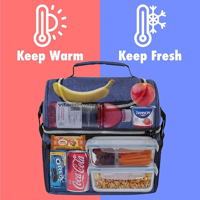 OPUX Lunch Box For Men Women, Insulated Large Lunch Bag Adult Work, Double