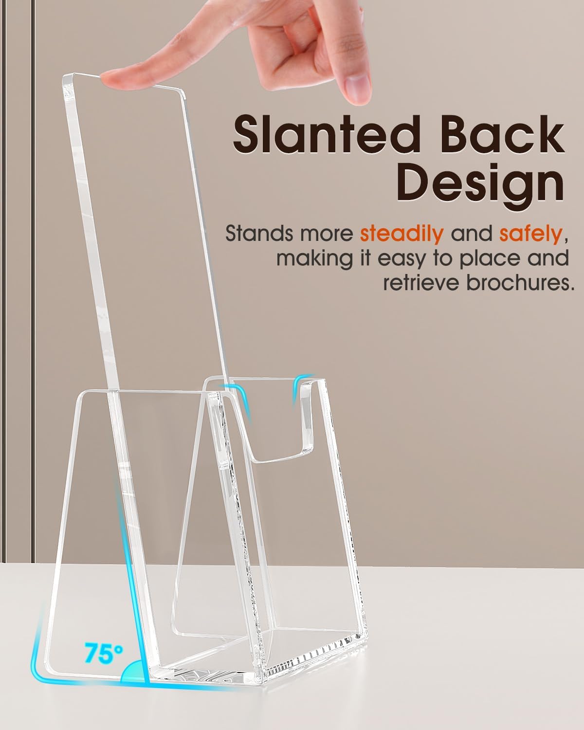 MaxGear Brochure Holder 6 Pack, 4 Inches Wide Acrylic Display Stand Clear Pamphlet Holders Flyer Holder Rack Card Holders Countertop/Desk Organizer for Trifold, Booklet, Literature, Magazine