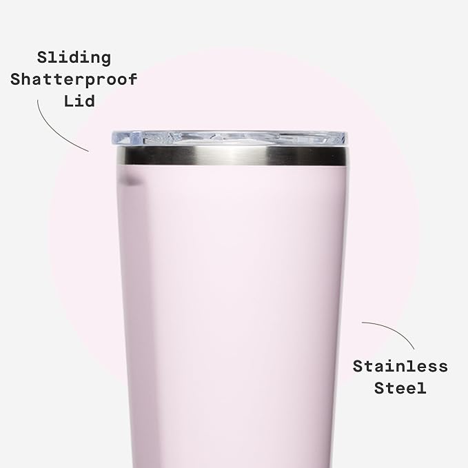 Corkcicle Classic Tumbler - Keeps Drinks Cold for 9 Hours & Hot for 3 - Triple-Insulated Stainless Steel - Holiday Tumbler Gift - 24 oz - Powder Puff