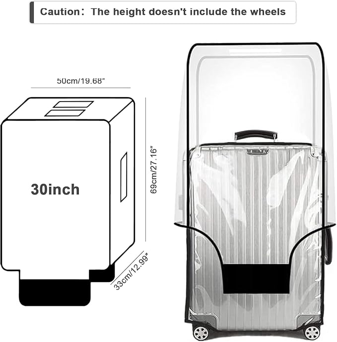 30-inch Luggage Cover Protector Clear PVC Waterproof Suitcase Covers, Travel