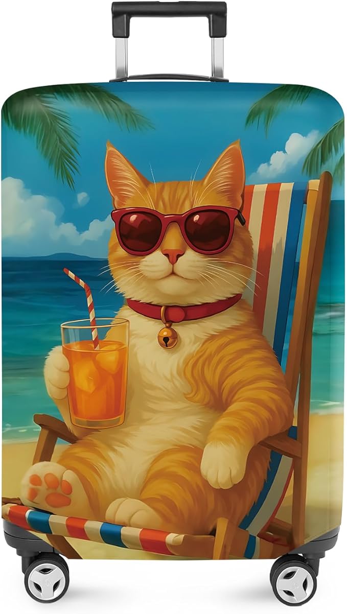 ANNA QUEEN Summer Cat Luggage Cover, Cat in Sunglasses