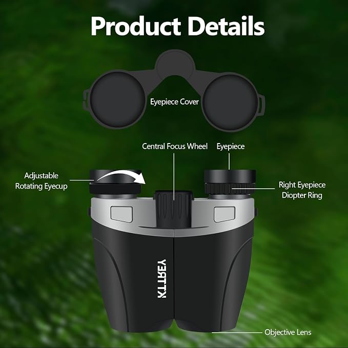 10x25 Compact Binoculars for Adults and Kids, Small High Powered Binoculars