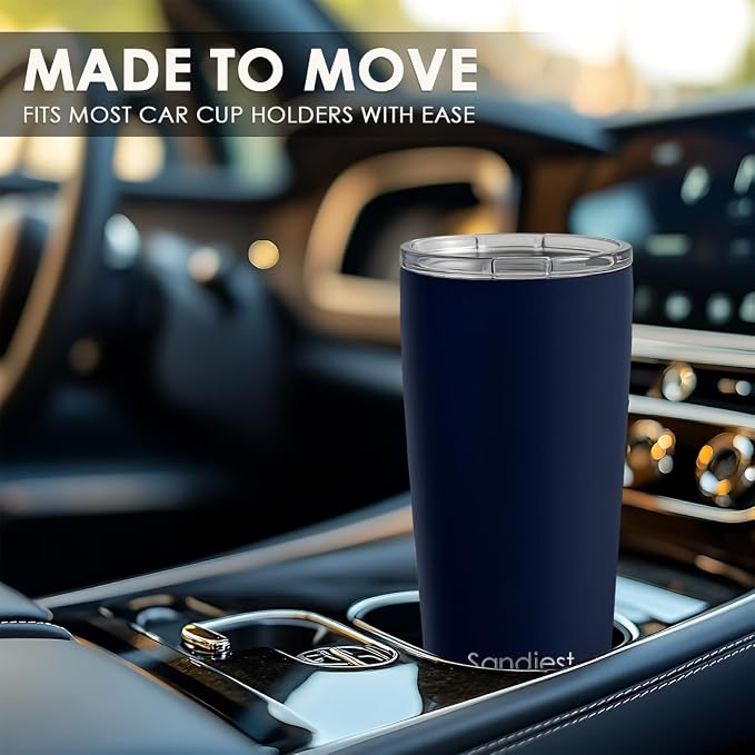 SANDJEST Navy Tumbler 20oz Stainless Steel Double Wall Vacuum Insulated, Travel Coffee Cup, Gifts for Men Women Birthday Christmas