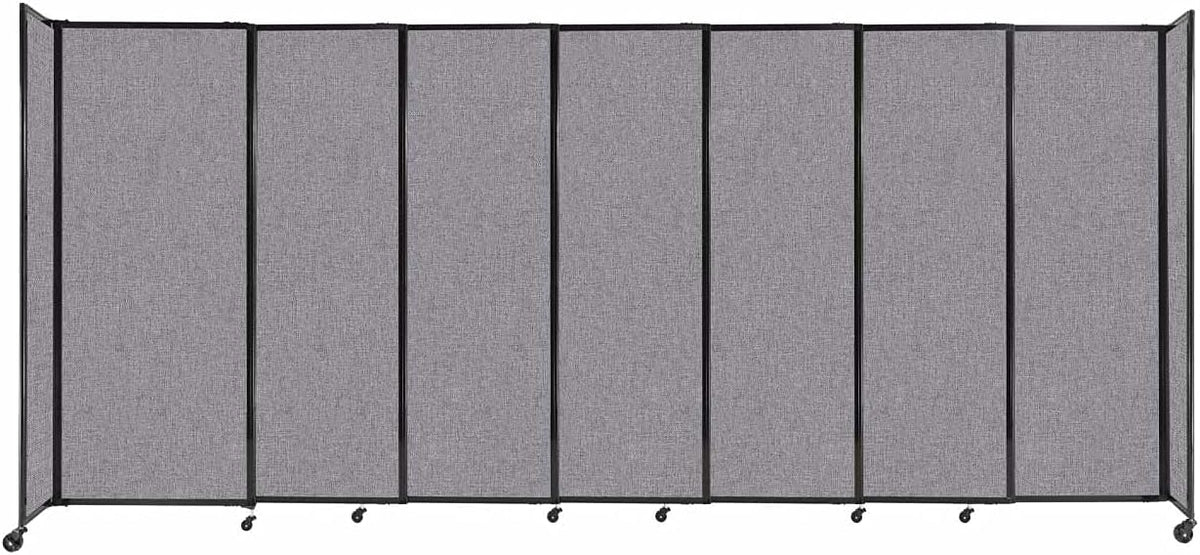 Versare Straightwall Sliding Portable Wall Partition | Freestanding Office Dividers | Locking Wheels | Temporary Room Separator | 15'6'' Wide x 6'10'' Tall Cloud Gray Fabric Panels