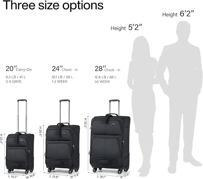 Hanke 3 Piece luggage Sets Softside Expandable luggage