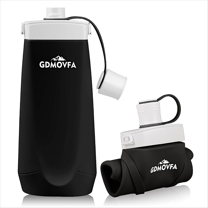 Collapsible Water Bottles, 20oz Reusable Silicone Foldable Water Bottle