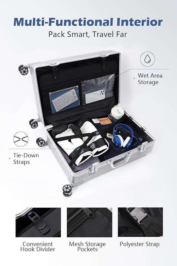 HotWay Carry On Luggage with Aluminum Frame, 20 Inch PC Hard Shell Suitcase