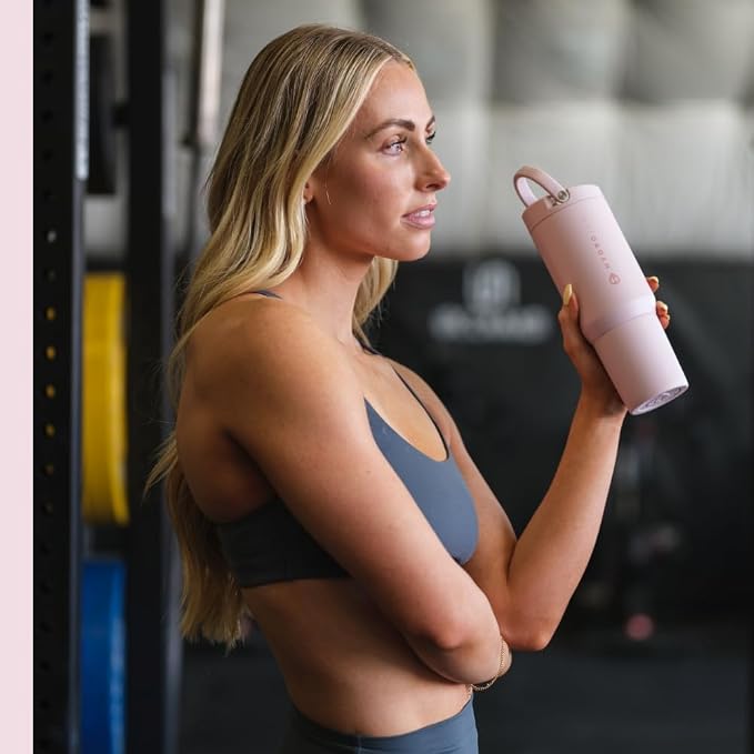 HydroJug Sport - Stainless Steel Tumbler with Straw, Vacuum Insulated, 20oz Leakproof Water Bottle, Ergonomic Design, Reusable, Dishwasher Safe, Rubber Base, Durable for Gym or Outdoors, Pink Sand