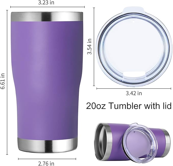 DOMICARE 20oz Tumbler with Lid Stainless Steel Tumblers Bulk, Double Wall