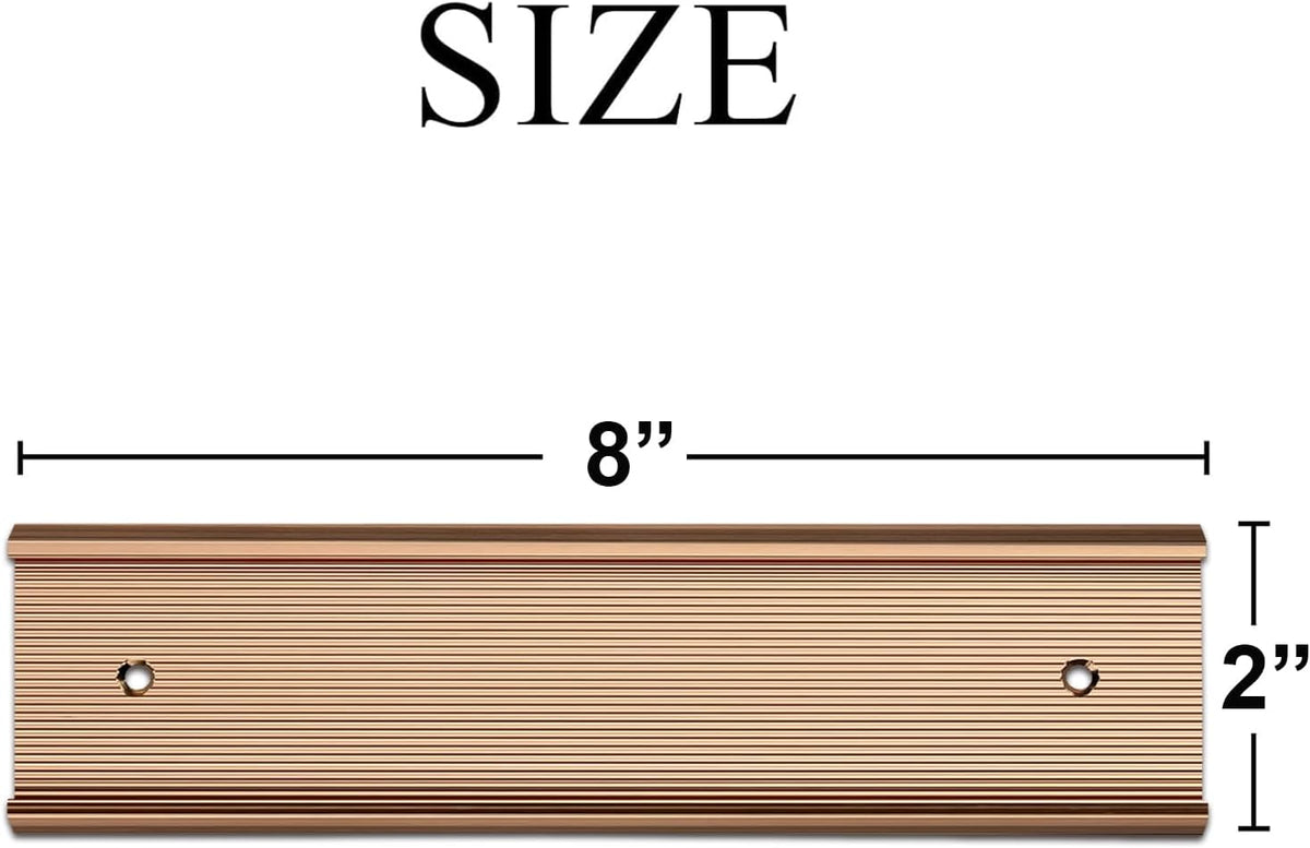10 Pack Aluminum Name Plate Holders for Door or Wall, 2” x 8” Office Wall Mount Name Plate Holder with Textured Design and Double Sided Tape, for Office, Business, Meeting Room (Rose Gold)