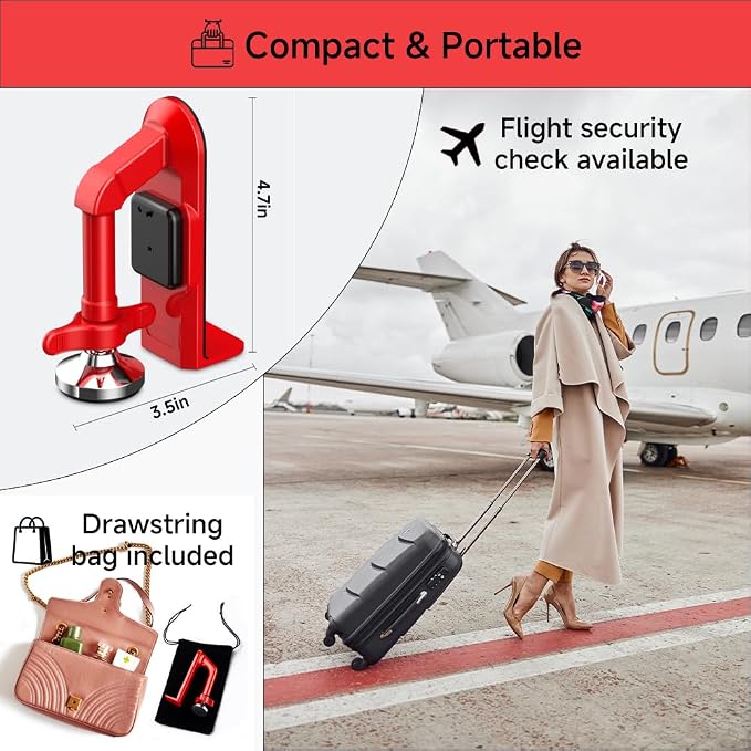 Portable Alarm Door Stopper for Additional Safety in Hotel, Apartment and
