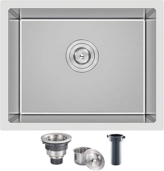 22 Inch Kitchen Bar Sink Undermount, 304 Stainless Steel Handmade Single Bowl