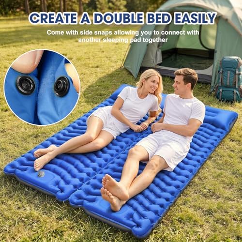 Ultralight Camping Sleeping Pad with Pillow & Built-in Foot Pump