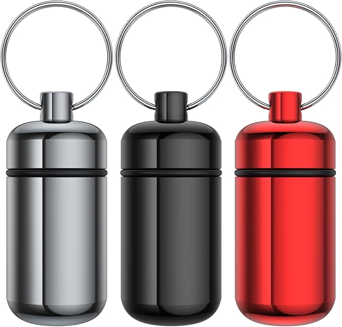 3 Pack Small Pill Box, Airtight Aluminum Alloy Pill Organizer Travel Pill Case