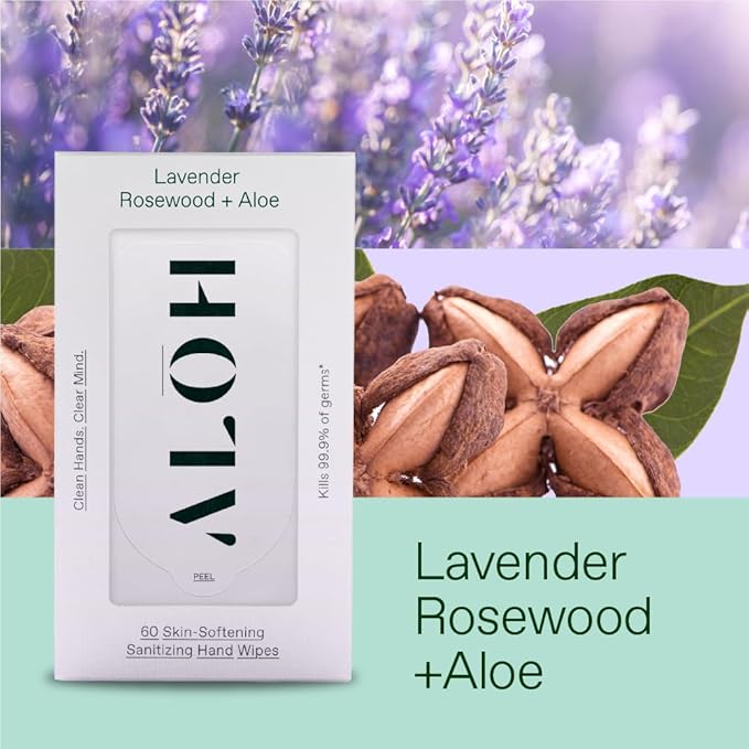 ALŌH Lavender Rosewood + Aloe Sanitizing Hand Wipes