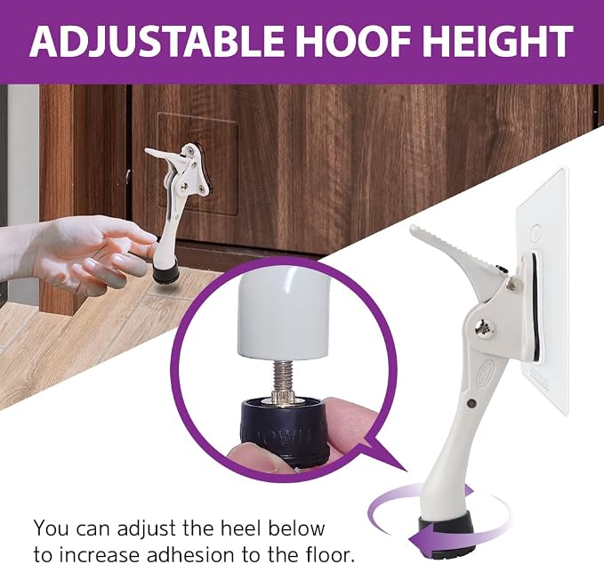 Door Stopper with Adhesive Bracket Stickers, No Drilling or Tools Needed