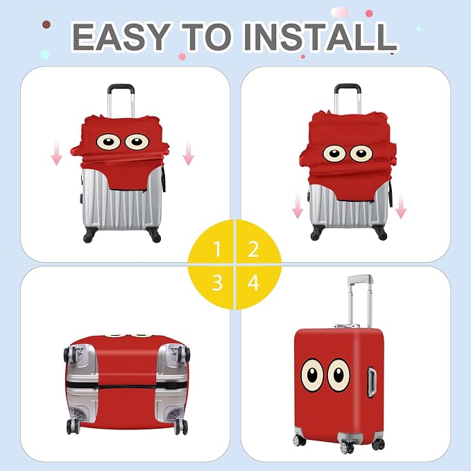ANNA QUEEN Funny Cartoon Eyes Luggage Cover, Travel Suitcase Cover