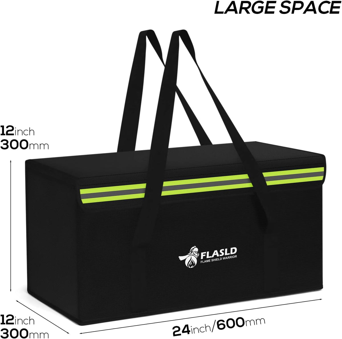 FLASLD Large Fireproof Document Bags, 24x12x12” Waterproof Storage Firesafe Bag, Fireproof Folder Safe Box for Cash, Valuables & Passport, Silicone Coating & Zipper Closure