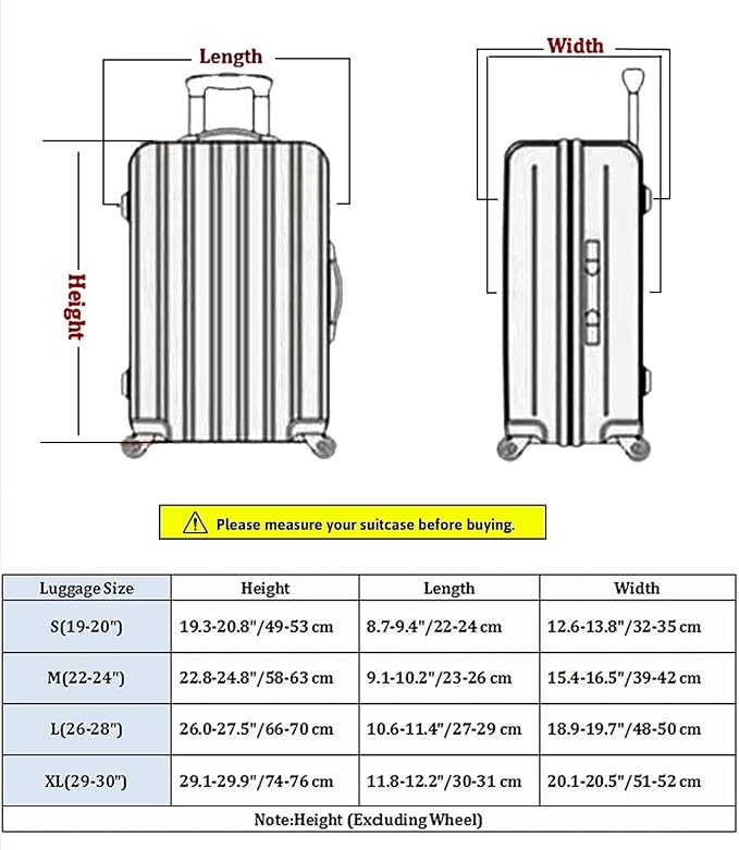 7-Mi 3D Print Design Travel Suitcase Protector Trolley Case Cover 19"-30" Sleeve