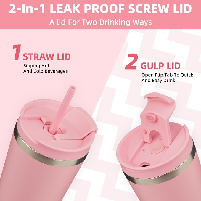 BJPKPK 26oz Tumbler With lid And Straw Stainless Steel Travel Coffee Mug Insulated Tumblers Cups,Light Pink
