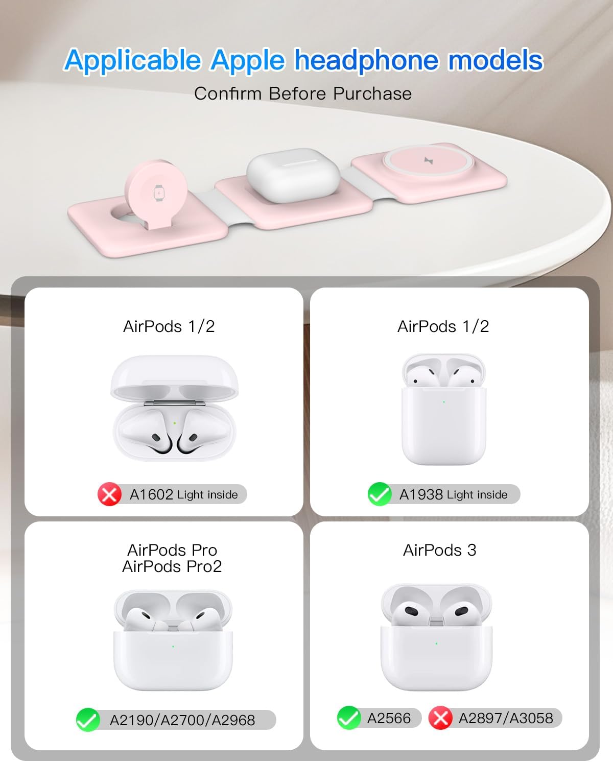Charging Station for Apple Multiple Devices: 3 in 1 Foldable Magnetic Wireless Charger Stand - Travel Charging Dock Compatible with iPhone 16 15 14 13 12 Pro Max Plus Apple Watch AirPods
