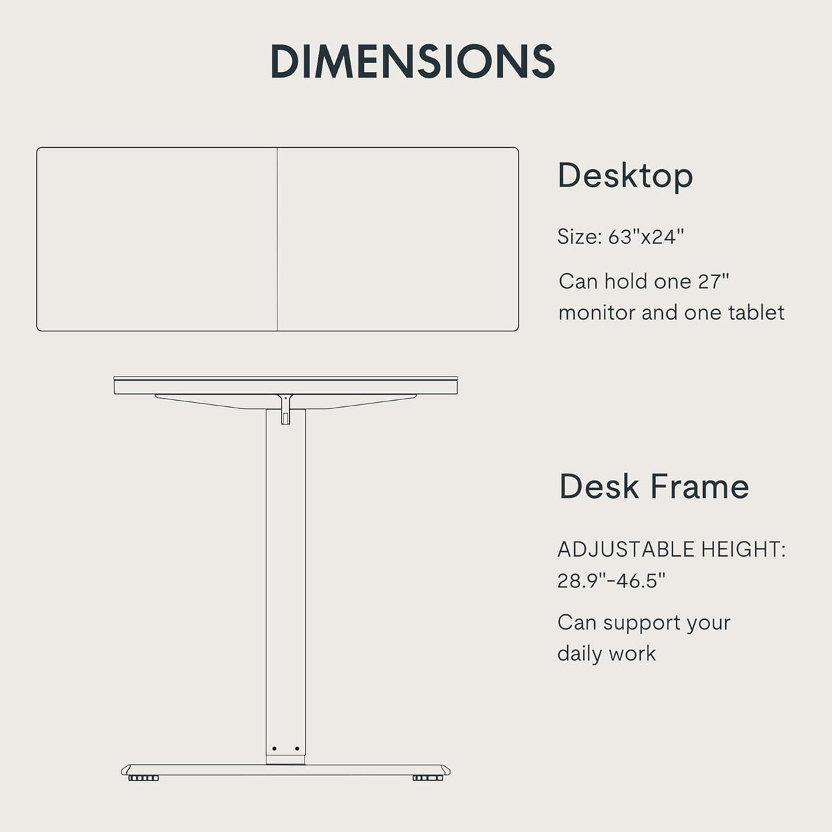 FLEXISPOT Standing Desk 63 x 24 Inch Adjustable Height Desk Home Office Computer Workstation Sit Stand Desk, White Top + White Frame