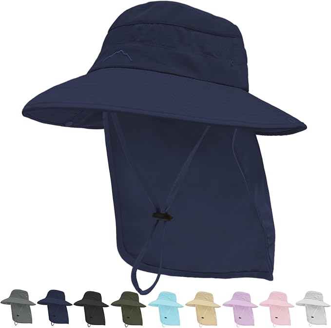 Sun Hats for Men Women, UPF50+ Protection Safari Hat, Wide Brim Fishing Hat