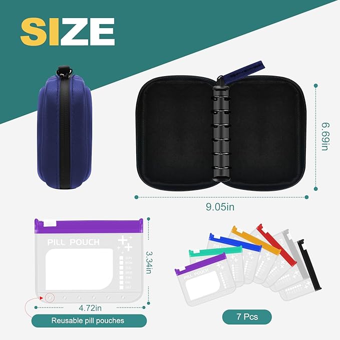 A7-L Timueetech Water-Proof Pill Pouch Set, BPA Free, A7-L Pill Loose-Leaf