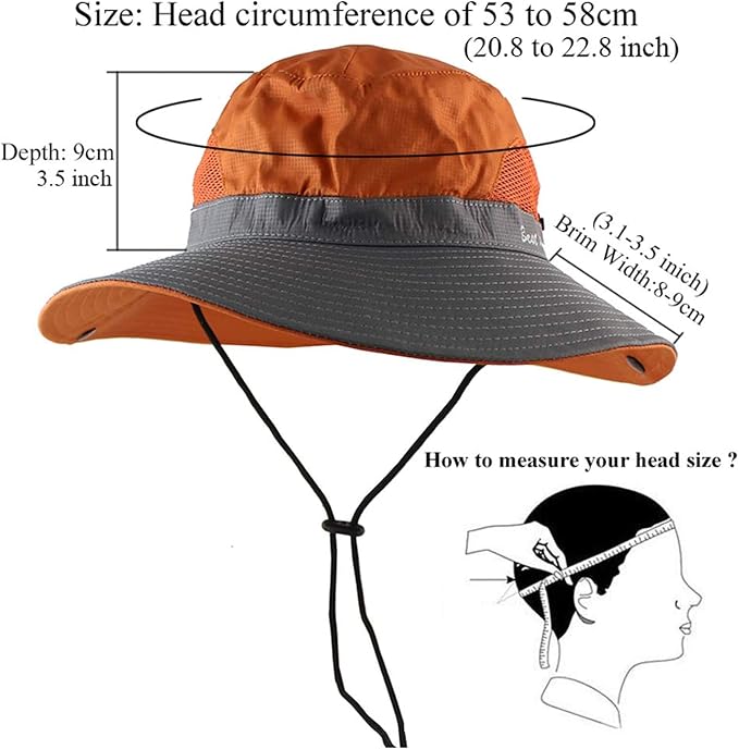 ZOORON Women's Ponytail Safari Sun Hat, Wide Brim UV Protection Outdoor Bucket