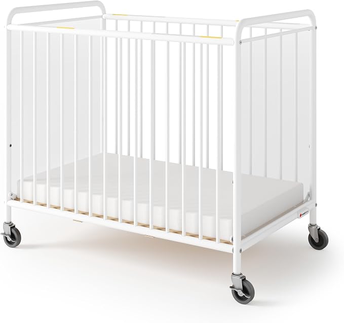 Foundations Chelsea Clearview Metal Compact Daycare Crib, Compact Mini Size