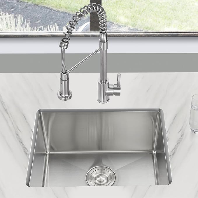 22 Inch Kitchen Bar Sink Undermount, 304 Stainless Steel Handmade Single Bowl