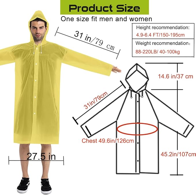 Rain Coats - Reusable EVA Rain Ponchos