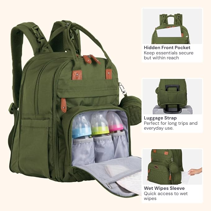 BabbleRoo Extra Large Diaper Bag Backpack, Expandable Baby Bag