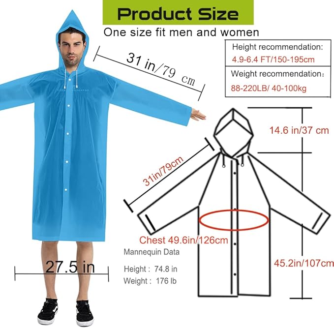 Rain Coats - Reusable EVA Rain Ponchos