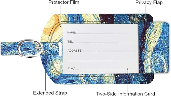 FINTIE 2 Pack Luggage Tags, Leather Name ID Labels