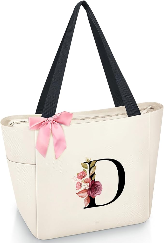 Vavabox Tote Bag, A-Z Initial Monogrammed Waterproof Tote Bag, Bridesmaid Gifts