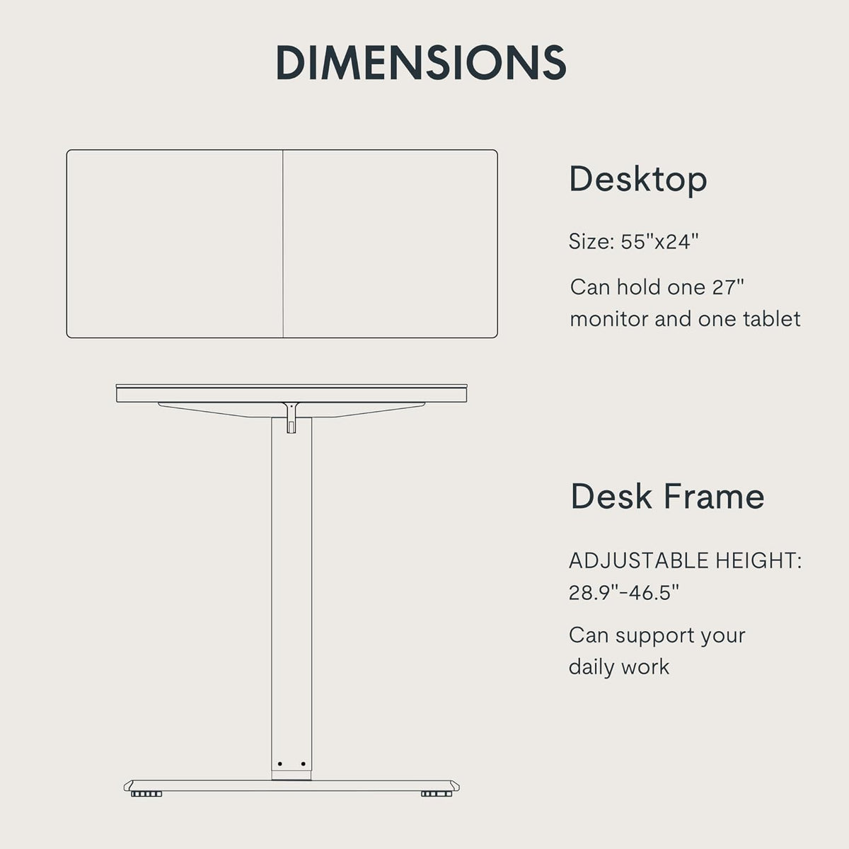 FLEXISPOT Standing Desk 55 x 24 Inch Adjustable Height Desk Home Office Computer Workstation Sit Stand Desk, White Top + White Frame