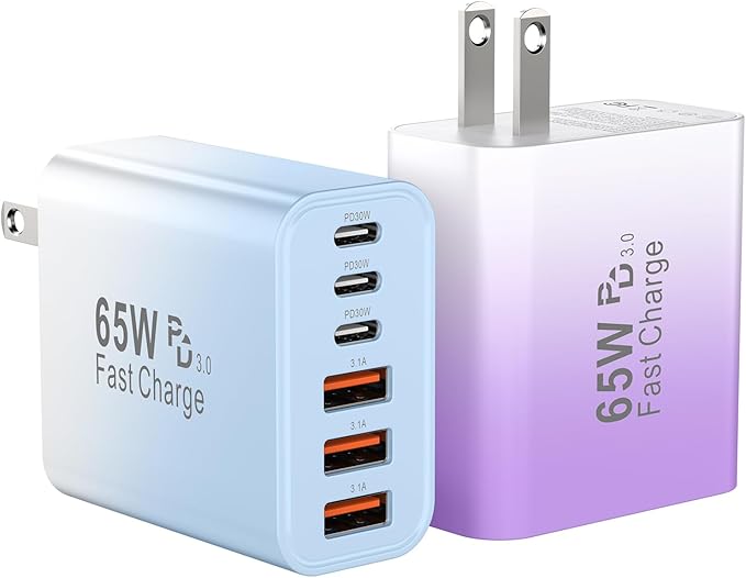 USB C Fast Charger Block, iPhone Charger Fast Charging Blocks 65W Multi Port