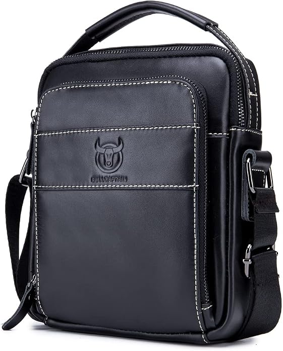 KPYWZER Genuine Leather Shoulder Bag Small Men Messenger Pack Handbag Sling