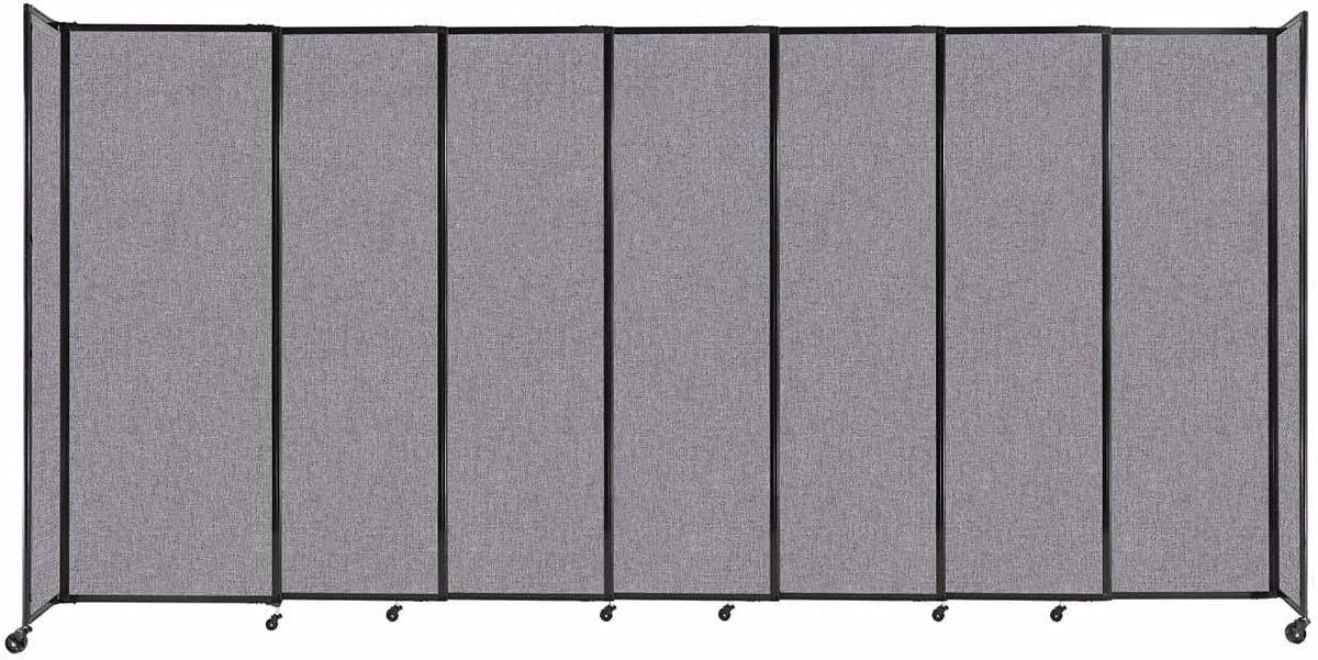 Versare Straightwall Sliding Portable Wall Partition | Freestanding Office Dividers | Locking Wheels | Temporary Room Separator | 15'6'' Wide x 7'6'' Tall Cloud Gray Fabric Panels