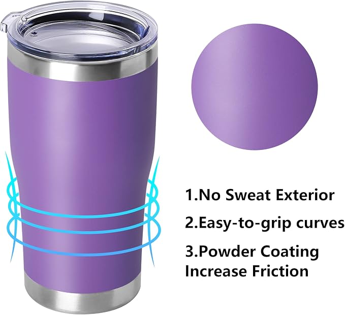 DOMICARE 20oz Tumbler with Lid Stainless Steel Tumblers Bulk, Double Wall