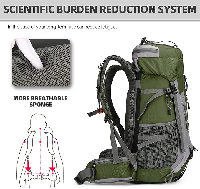 King'sGuard 60L Hiking Backpack Large Waterproof Camping Backpack