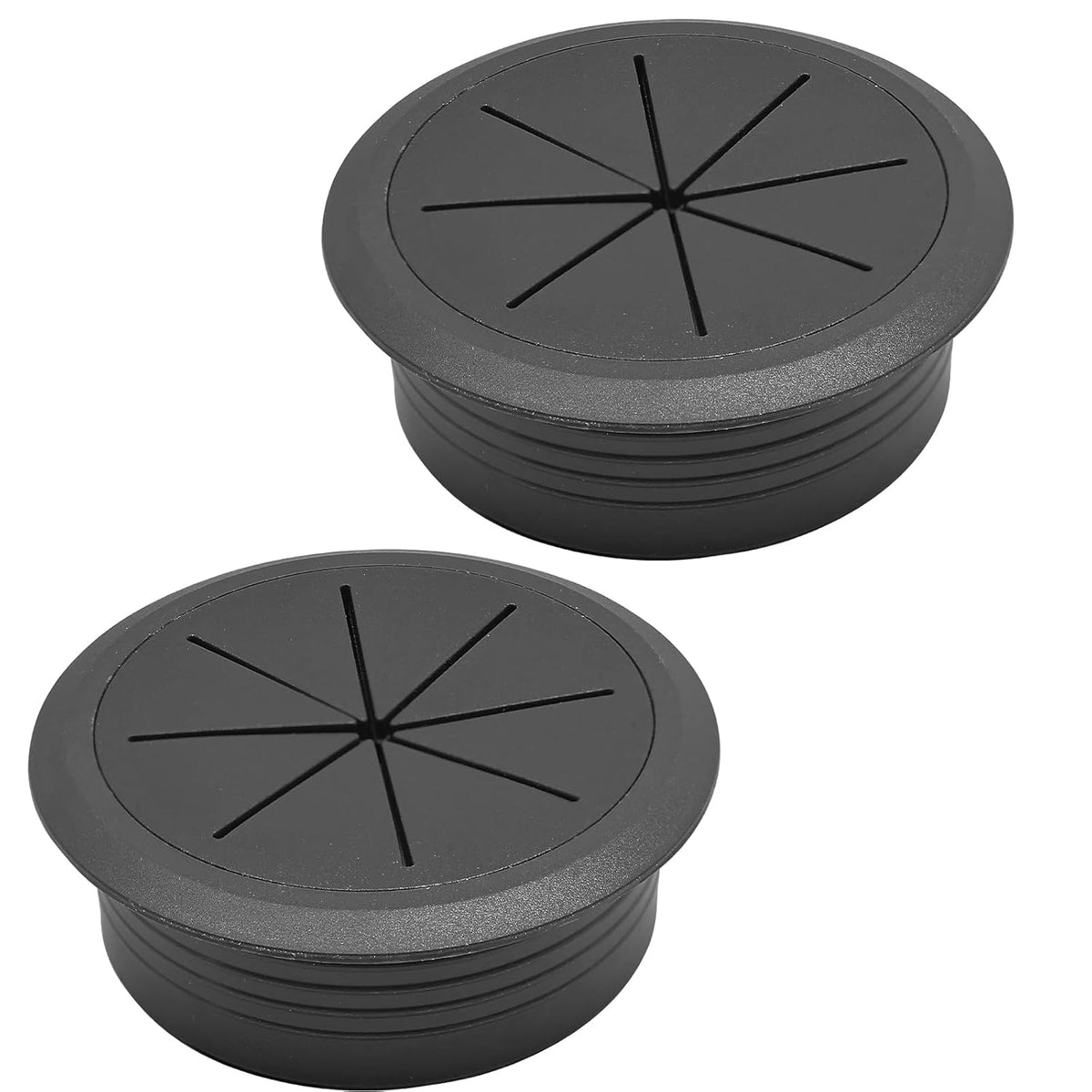 Desk Grommet 2-1/16" (53 mm), Desk Hole Cover for Cables Black, Cable Grommet ABS Plastic, Desk Hole Grommet for Office and Home Table Cable, Detachable & Flexible Cable Cord Organizer-2 Pcs